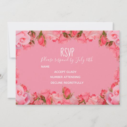 Invitation Mariage RSVP rose pastel blush thème rose (Devant)