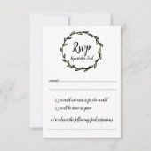 Invitation Mariage RSVP rustique vert feuille de couronne (Devant)