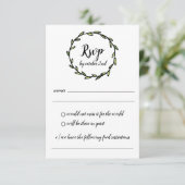 Invitation Mariage RSVP rustique vert feuille de couronne (Debout devant)