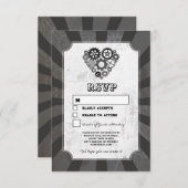 Invitation Mariage RSVP Steampunk Coeurs Mariages Coeurs Cogs (Devant / Derrière)