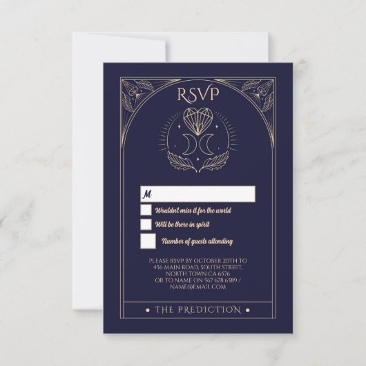 Invitation Mariage RSVP Tarot Lune Étoiles Coeurs Répondre Ca (Devant)