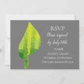 Invitation Mariage RSVP vert éco feuille nature (Devant)