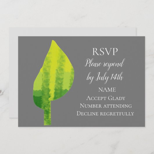 Invitation Mariage RSVP vert éco feuille nature (Devant / Derrière)