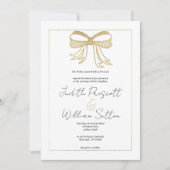 Invitation Mariage ruban arc simple en or blanc parties scint (Devant)