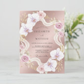 Invitation Mariage Ruban Orchidée Mauve (Debout devant)