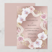 Invitation Mariage Ruban Orchidée Mauve (Devant / Derrière)