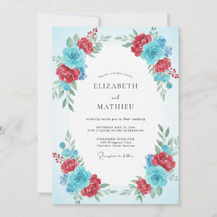 Invitation Mariage Rubis Azuré Ranunculus Eucalyptus