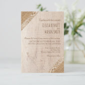 Invitation Mariage Russe Beige Blanc Bois Burlap (Debout devant)