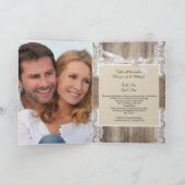 Invitation Mariage Russe Beige Blanc dentelle Bois Burlap (Intérieur)