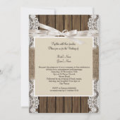 Invitation Mariage Russe Beige Blanc dentelle Bois Burlap 3 (Dos)