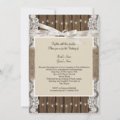 Invitation Mariage Russe Beige Blanc dentelle Bois Burlap 5 (Dos)