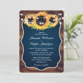 Invitation Mariage Russe Blue Sunflower (Debout devant)