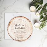 Invitation Mariage Russe Bois Coupé Grain Personnalisé<br><div class="desc">Inspiré par la dalle de bois coupée que vous voyez souvent à de beaux mariages romantiques et rustiques, je voulais concevoir une carte ronde imitant la tranche de bois, montrant les anneaux d'arbre. Customisez les noms des mariés et des mariés, date du mariage, lieu. Votre faire-part de mariage sera certainement...</div>