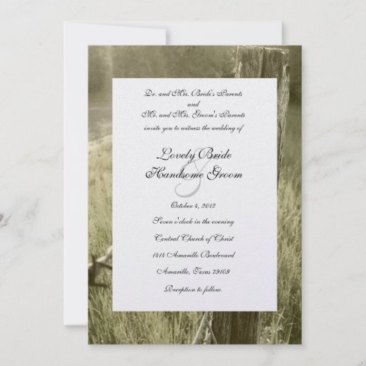 Invitation Mariage russe de Fencepost et Barbed Wire (Devant)