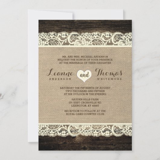 Invitation Mariage russe| Dentelles de bois d'écorce et Burla (Devant)