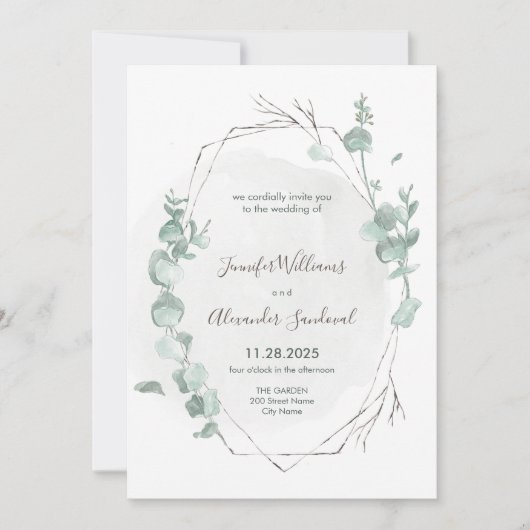 Invitation Mariage russe des Eucalyptus (Devant)