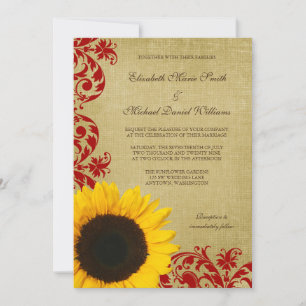 Invitation Mariage Russe des tourbières rouges du tournesol