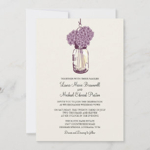 Invitation Mariage russe Mason Jar Hydrangeas