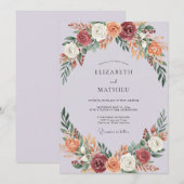 Invitation Mariage Rust Abricot Ranunculus Eucalyptus (Devant / Derrière)