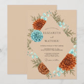 Invitation Mariage Rust Aqua Protea Eucalyptus (Devant / Derrière)