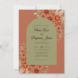 Invitation Mariage Rust Olive Zinnia Eucalyptus