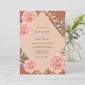 Invitation Mariage Rust Peach Ranunculus Eucalyptus (Debout devant)