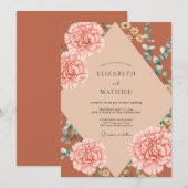 Invitation Mariage Rust Peach Ranunculus Eucalyptus (Devant / Derrière)