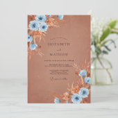 Invitation Mariage Rust Sky Blue Pampas Eucalyptus (Debout devant)