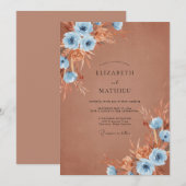 Invitation Mariage Rust Sky Blue Pampas Eucalyptus (Devant / Derrière)