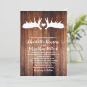 Invitation Mariage Rustic Barn Wood & White Moose Antlers (Debout devant)
