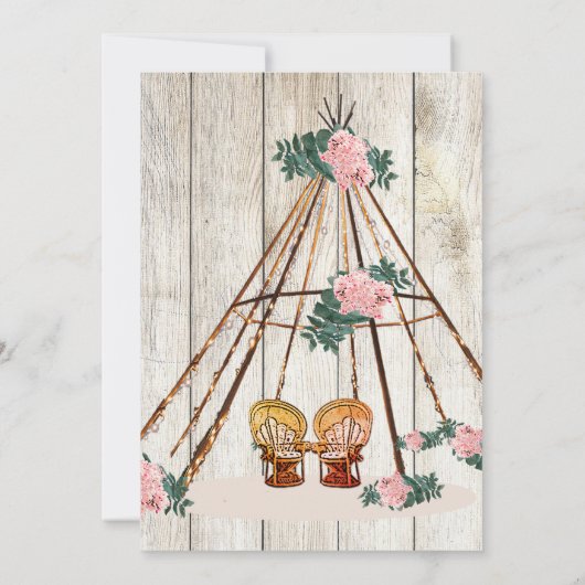 Invitation Mariage Rustic Boho Chic Teepee (Dos)