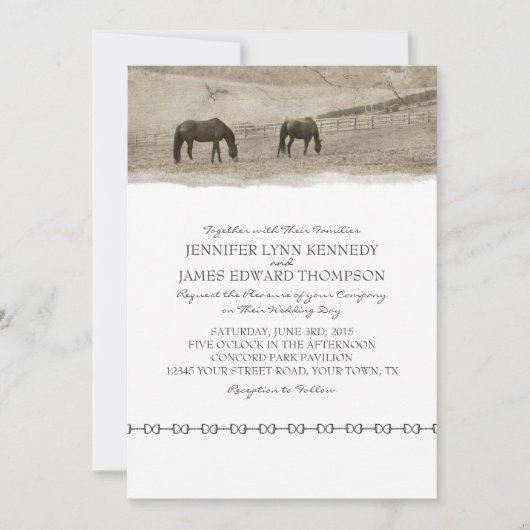 Invitation Mariage Rustic Horse (Devant)