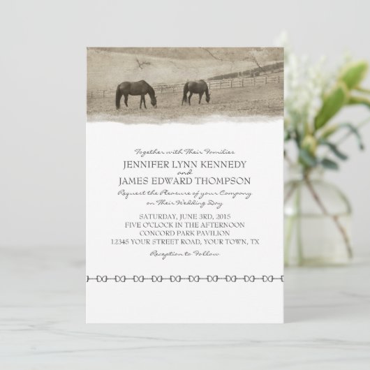 Invitation Mariage Rustic Horse (Debout devant)
