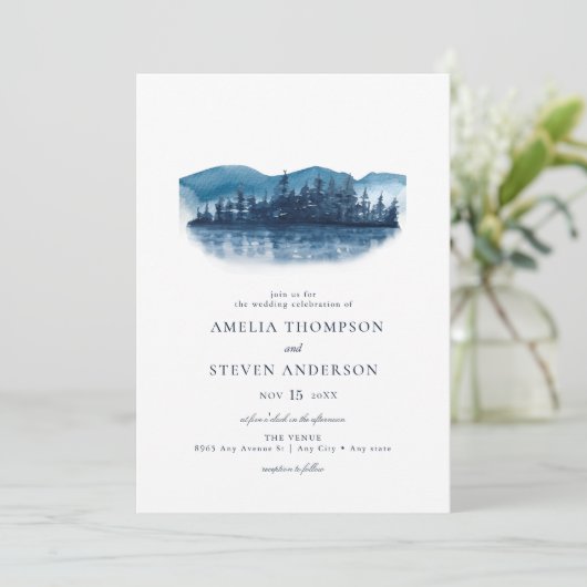 Invitation Mariage Rustic Mountain Lake (Debout devant)