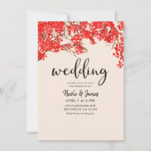 Invitation Mariage Rustic Red Berries Berry Tree Branches (Devant)