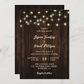 Invitation Mariage rustique à cordes de bois (Devant / Derrière)