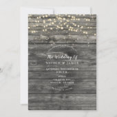 Invitation Mariage rustique à cordes de bois gris Patiné (Devant)