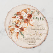 Invitation Mariage Rustique à grains coupés en bois rond (Devant / Derrière)