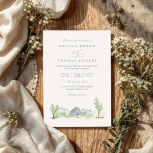 Invitation Mariage rustique à la campagne avec code QR de la