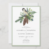 Invitation Mariage rustique à la charpente d'hiver pour oisea (Devant)