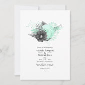 Invitation Mariage rustique à la menthe et au charbon de bois (Devant)