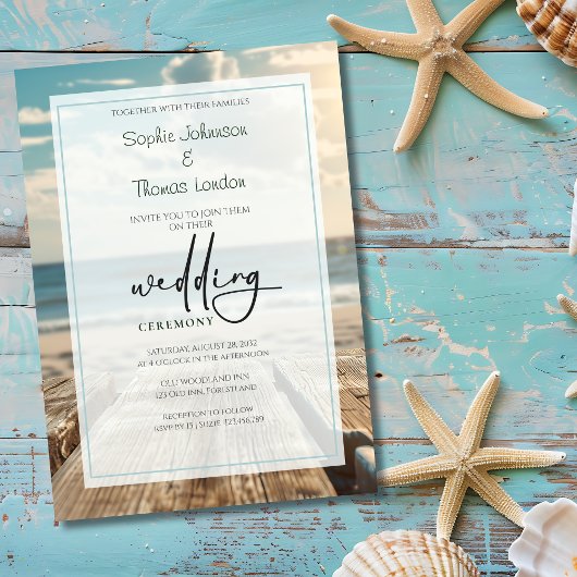 Invitation Mariage rustique à la plage