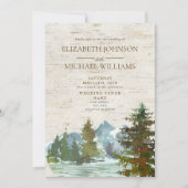 Invitation Mariage rustique à l'aquarelle de la forêt de mont (Devant)