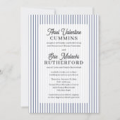 Invitation Mariage rustique à rayure bleue : les parents de l (Devant)