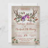 Invitation Mariage Rustique Antlers & Branches de pin (Devant)