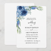 Invitation mariage rustique aquarelle bleue (Devant / Derrière)