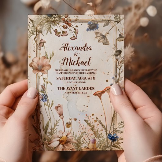 Invitation Mariage Rustique Aquarelle en Forêt