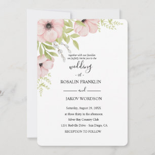 Invitation mariage rustique aquarelle florale
