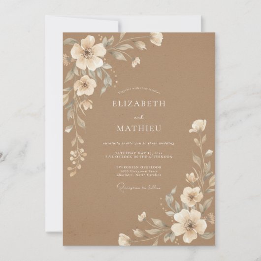 Invitation Mariage rustique au caramel doux (Devant)