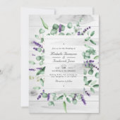 Invitation Mariage Rustique au Code QR Lavande Eucalyptus (Devant)